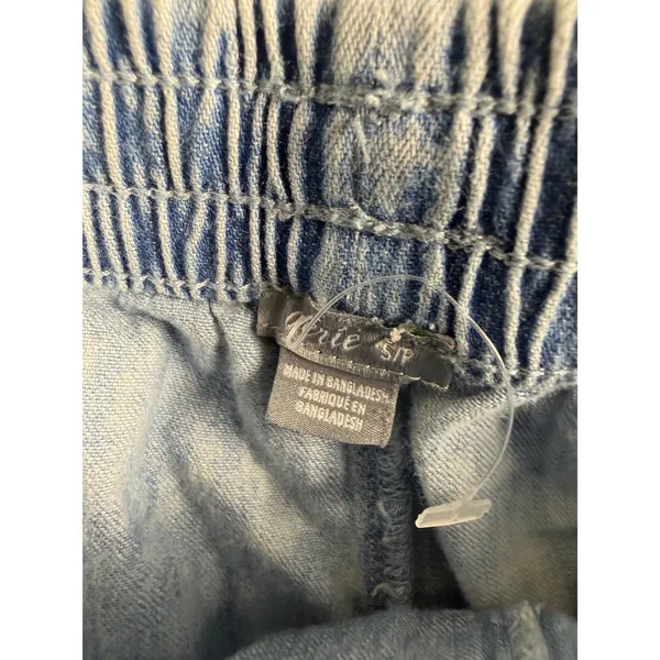 Aerie Light Wash Denim Look Smocked Waist Dolphin Shorts Blue Small - Image 4