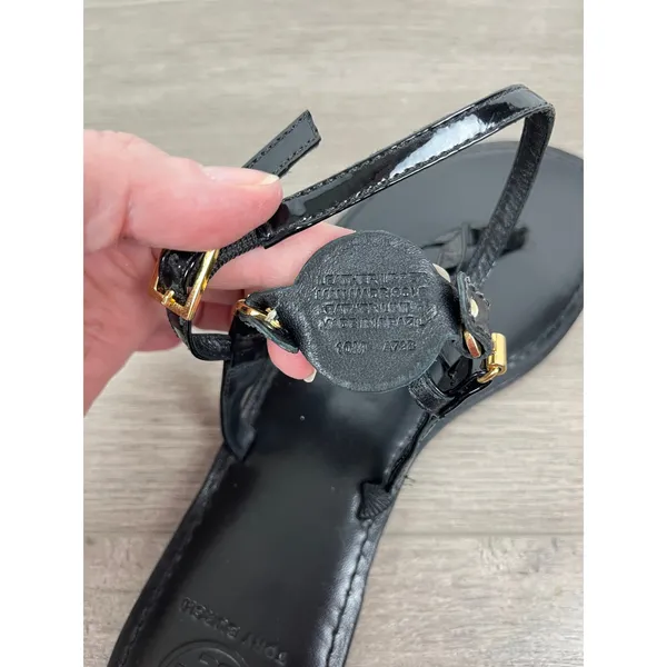 Tory Burch Black Patent Leather Ali Thong Sandal Sz.10 - Image 12