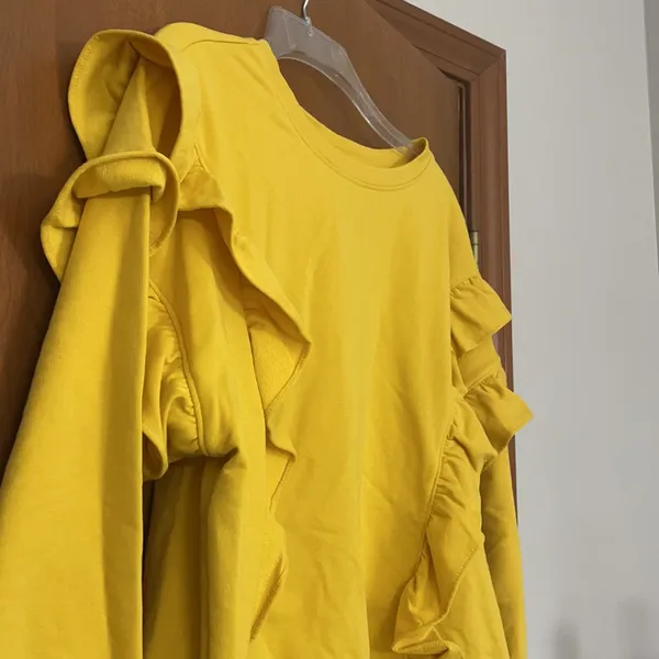 New Ann Taylor Lemon Shade Ruffle Sweatshirt Yellow - Image 5