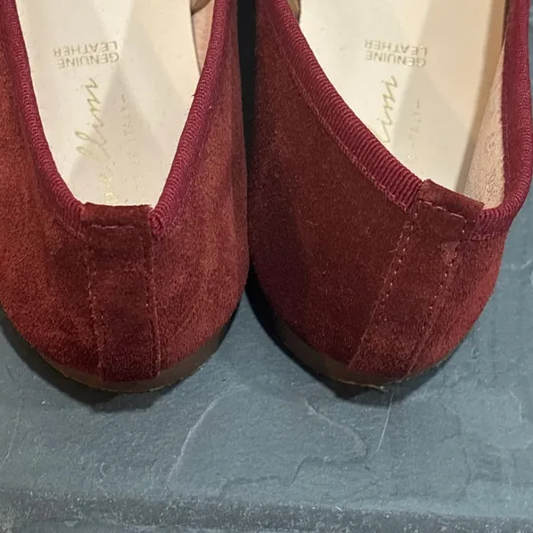Avellini Wine Red Suede Square Toe Ballet Flats - Image 6