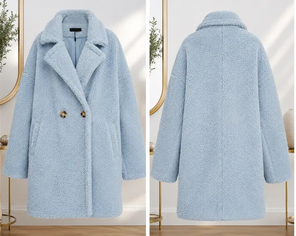 PrettyLittleThing Light Blue Teddy Bear Coat - Size US 10 / UK 14 🧥✨ - Image 3