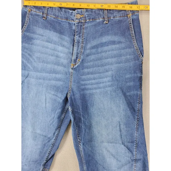 RUTI Barrel Leg Jeans Womens 4 Blue High Rise Seam Detail Relaxed Fit Cropped - Image 6