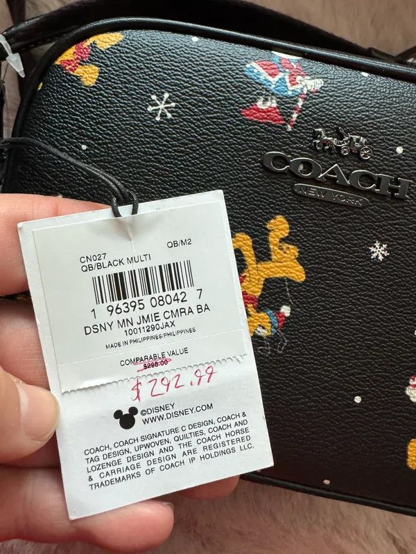 Coach Disney X Mini Jamie Camera Bag with Holiday Print Black Multi CN027 - Image 9