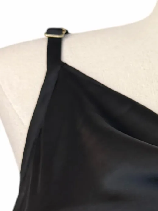 Ava and Viv Midi Dress 1X Satin Cowl Neck Adjustable Strap Black Cocktail Party - Image 12
