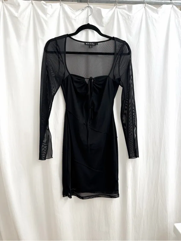 Motel Rocks Black Mesh-Panel Mini Dress - Image 3