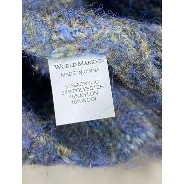 World Market Women Open Cardigan Sweater One Size Blue Gray Wool Blend Lagenlook - Image 6