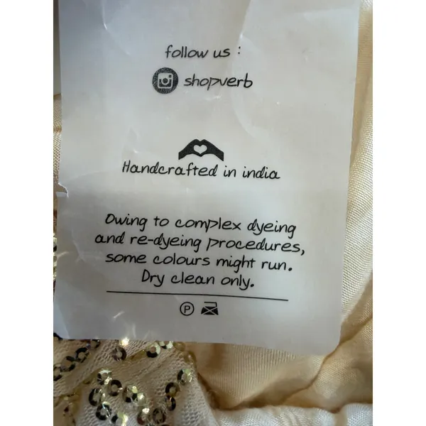 Verb by Pallavi Singhee Ninon Ivory Gold Sequin Tulle Midi Dress Small Fairy NWT - Image 14