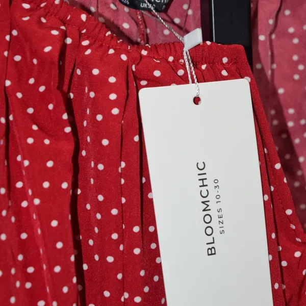NWT Bloom Chic Red/White Polka Dot Peasant Blouse, Size 26 - Image 11