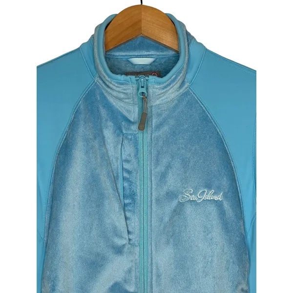 Peter‎ Millar Full Zip Fleece Vest Womens M Blue Sea Island Golf Warmth Hybrid - Image 2