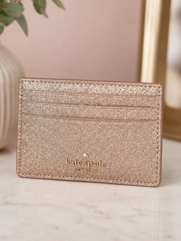 Kate Spade New York Gold Glitter Slim Card Holder Wallet NWT - Image 2