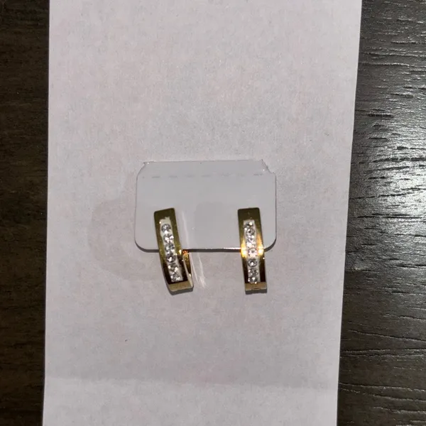 Plated Gold Mini Hoop Earrings - Image 2