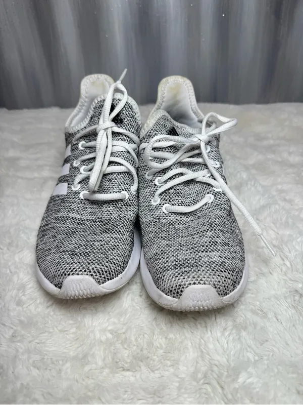 Adidas Cloudfoam White and Gray Knit Sneakers - Image 2