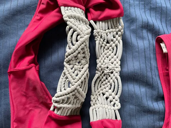 Wine Red And Grey Macramé Bikini Set. Medium. - Image 4