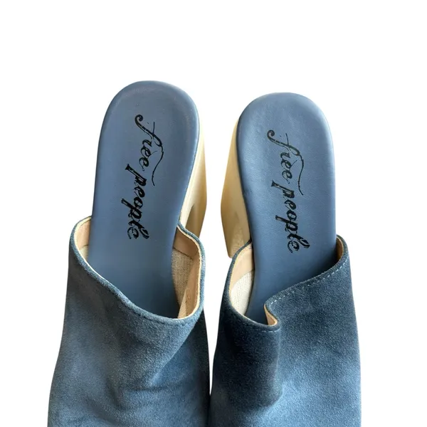 Free People - Zoe Platform Vintage Heels Blue Suede Size 39 (US 8.5–9) - Image 4