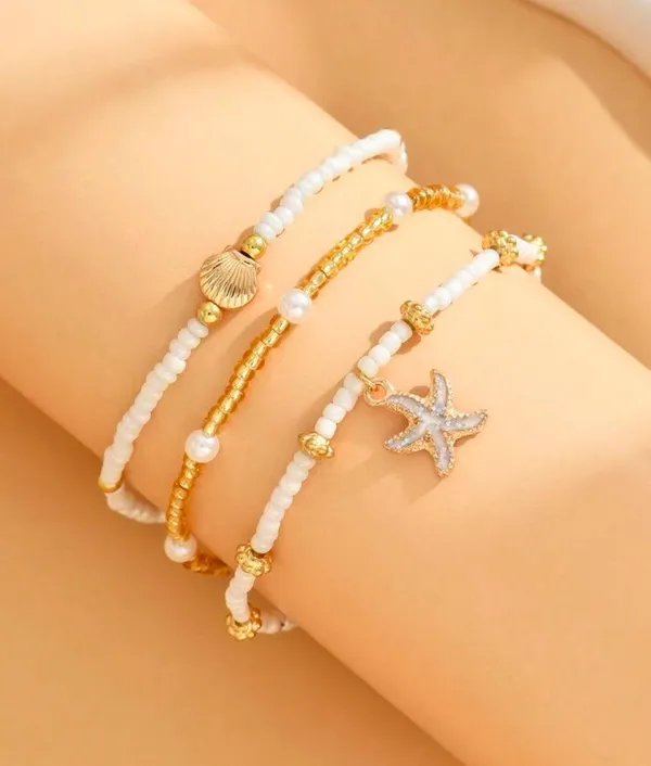 Handmade 3 pcs anklet beads for summer- vacation jewelry - Image 7