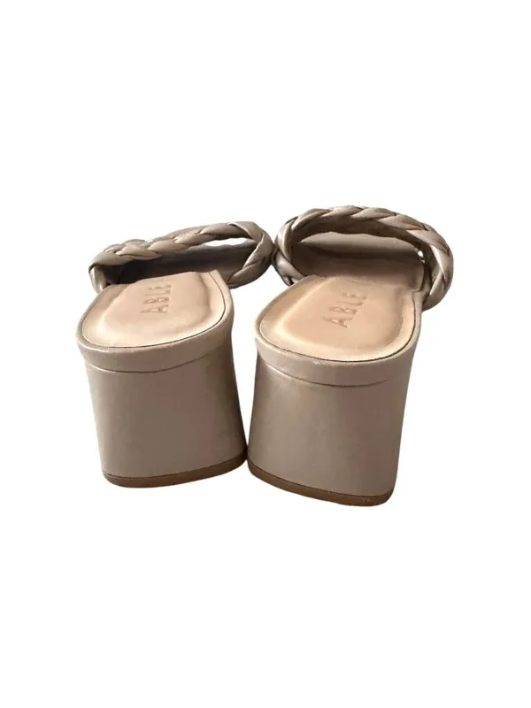 ABLE Beige Braided Leather Heels Sandals Size 9.5 Tan - Image 7