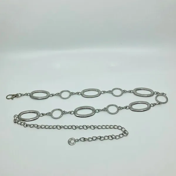 Y2K Minimalist Silver Geometric Link Chain Belt, Fits 29–42 Inches, X7GA1221 - Image 6