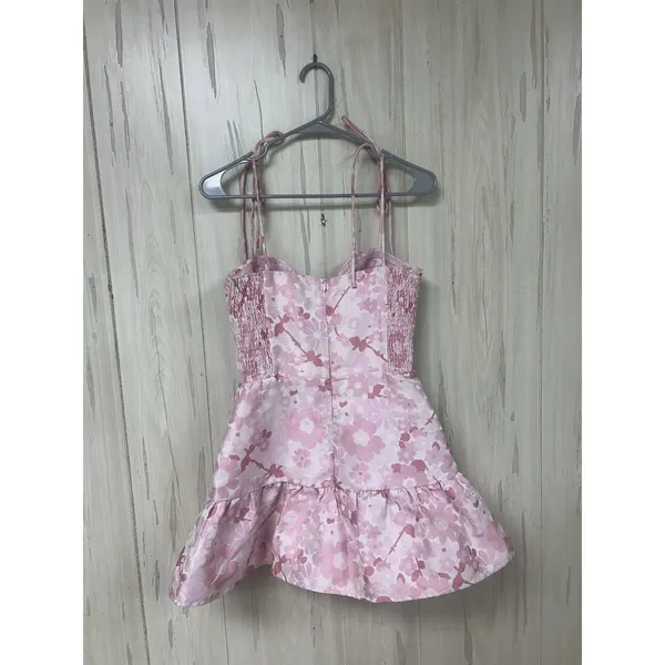Amanda Uprichard Champagne Skirt Romper Cherry Blossom Brocade Coquette Medium - Image 8