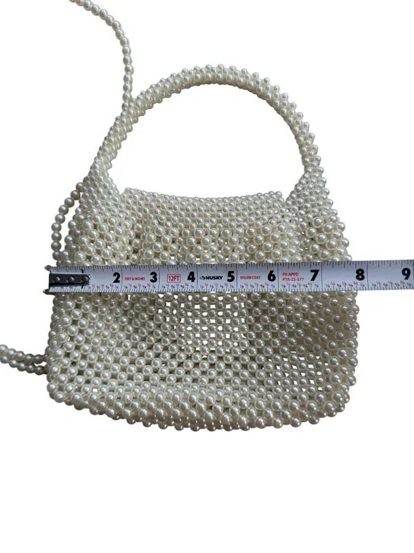 PEARL Beaded Mini Crossbody Bag w/ Detachable Chain - Image 3