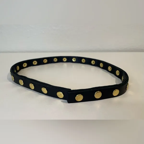JEUN BANG Women’s Black Slim Belt with‎ Gold Studs - Image 4