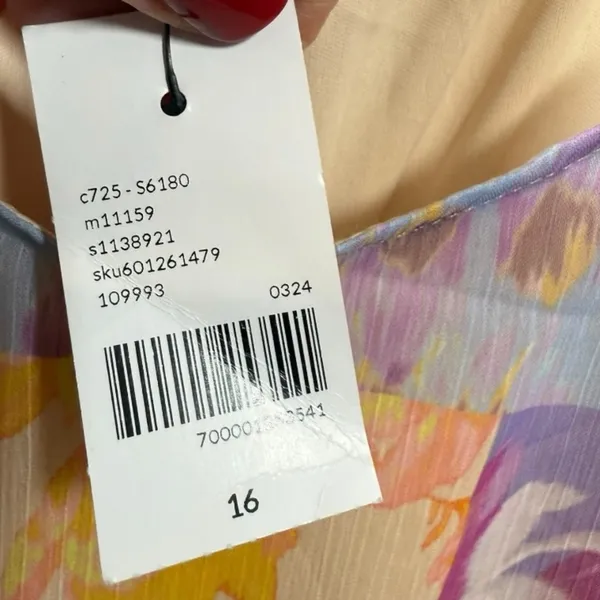 NWT Lane Bryant Patchwork‎ Floral Sleeveless V-Neck Tiered Maxi Dress 16 - Image 4