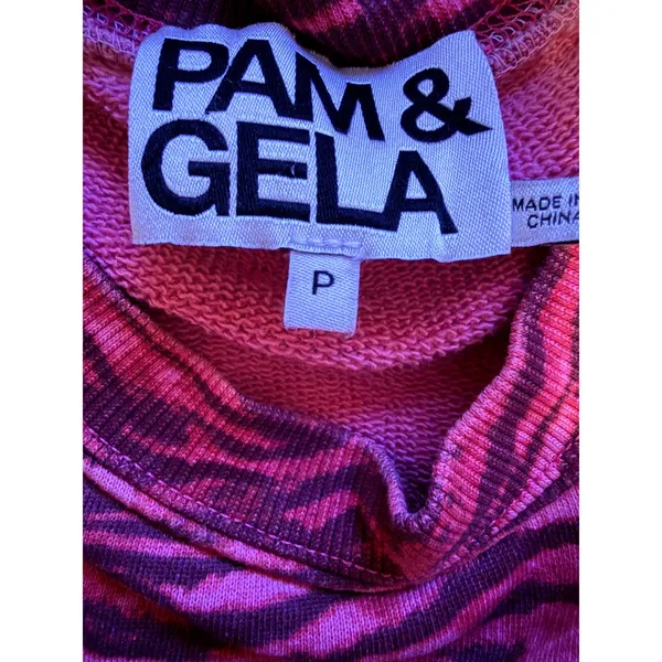 Pam & Gela Tiger Print Sweater Women's XS Pink‎ Casual Statement Top Chic - Image 5