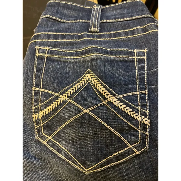Ariat Real Straight Icon Jeans - Womens Size 31R - Blue - Image 7