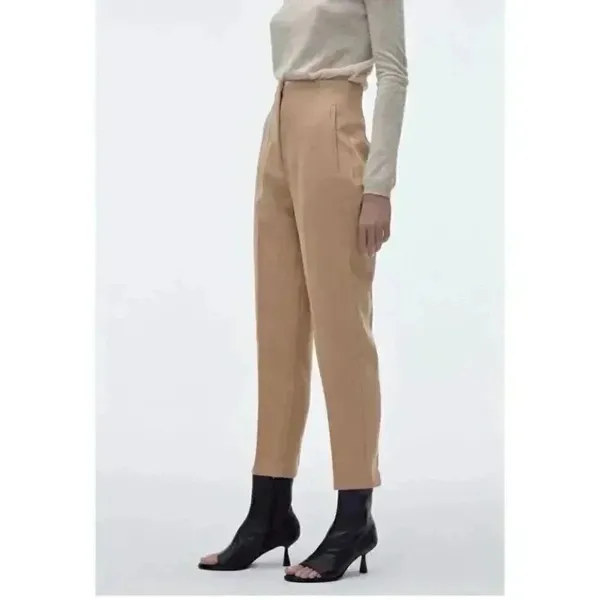 ZARA High Waisted High Rise Viscose Blend Taupe Beige Women’s Pants SZ S #2013 - Image 4