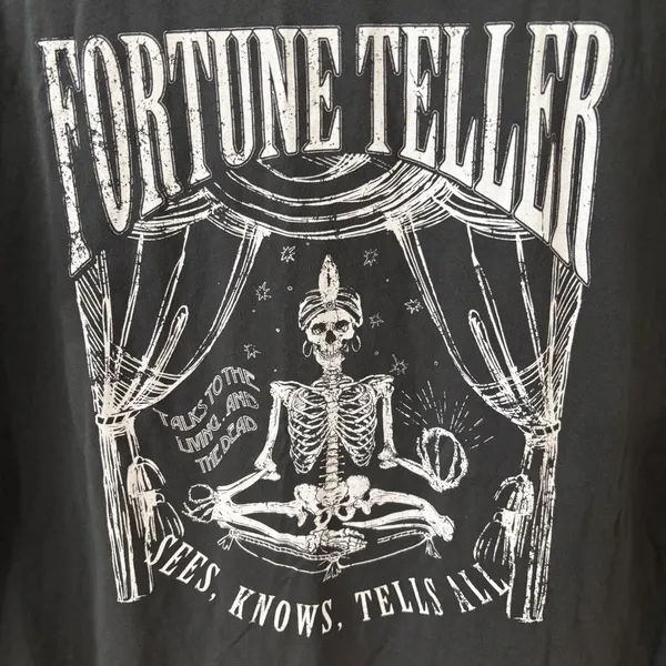 Black Fortune Teller Tee asos‎ Witchy Gothic Halloween Skeleton Emo Sz 2 Small - Image 2