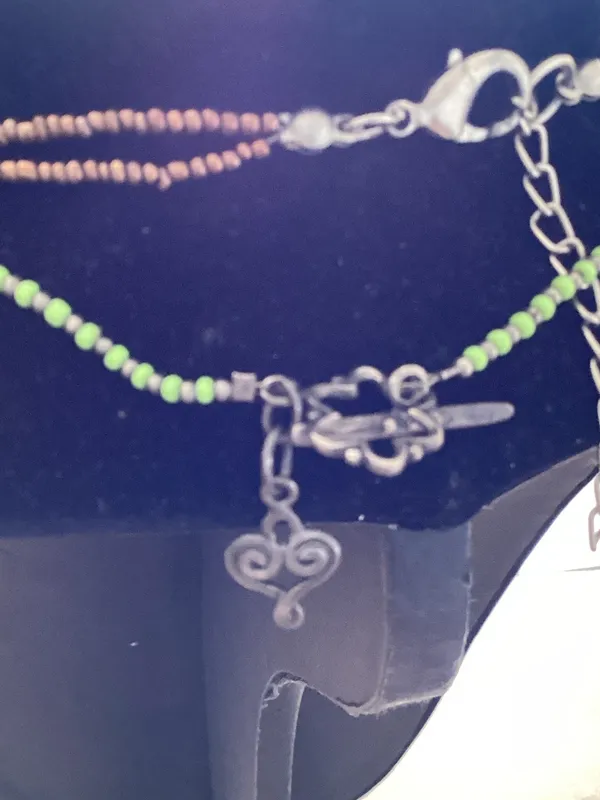 Two-Strand Green and Brown Beaded stone glass wooden necklaces - Image 3