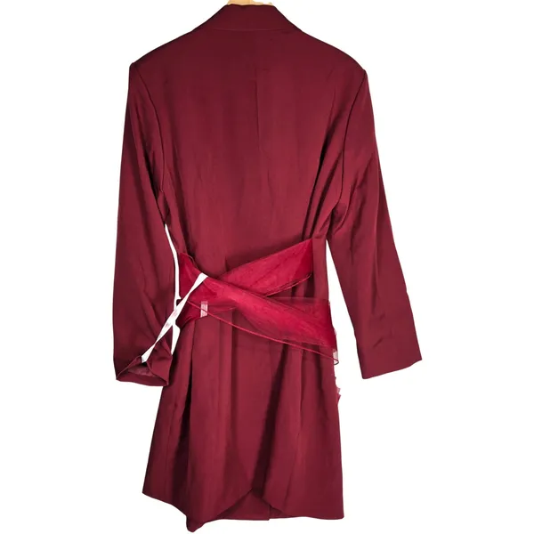 Missguided Plus Size 18 Blazer‎ Dress Mesh Bow Waist Burgundy Red Party - Image 2