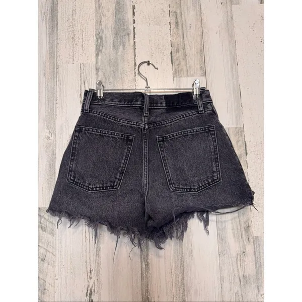 Abercrombie & Fitch Black High Button Fly Denim Shorts Womens Size 2 / 26 Frayed - Image 4