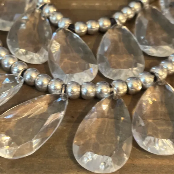 Layered double strand jumbo teardrop statement necklace Silver - Image 3
