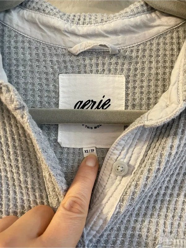 Aerie Medium Heather Gray LumberJane Waffle Shirt Oversized Shacket Size XS - Image 4
