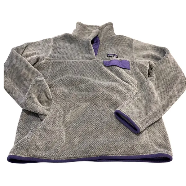 Patagonia Re-Tool Snap-T Pullover Women M Grey Purple‎ Fleece Gorpcore Polartec - Image 3