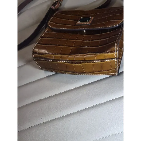 Dooney & Bourke Brown Croc-Embossed Leather Crossbody Bag - Image 4