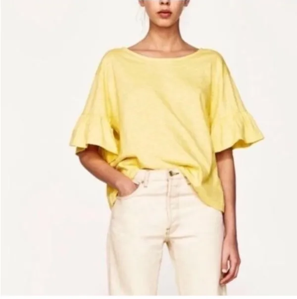 Zara Basic Collection Yellow Top - Image 4