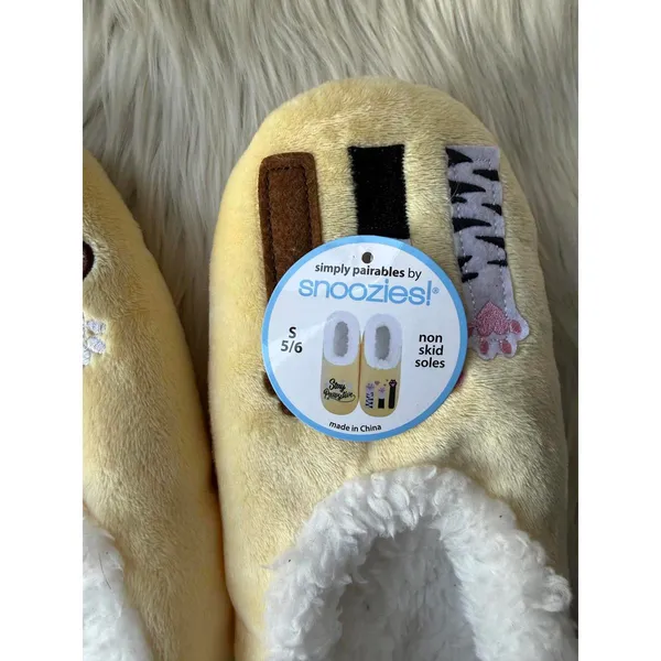 Yellow Plush Women's Slippers with 'Stay Pawssitive' Embroidery - Image 5
