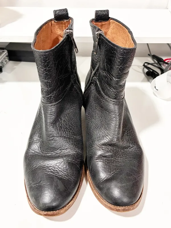 Madewell The Perrie Leather Ankle Boot Pebbled Black Side Zipper Size 7.5 - Image 2