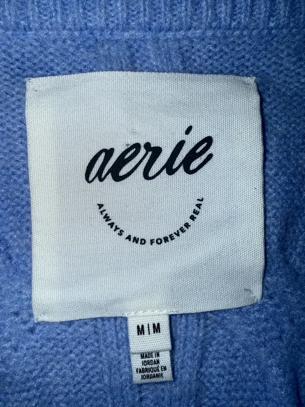 Aerie Light Blue Cable Knit Sweater Chunky - Image 2