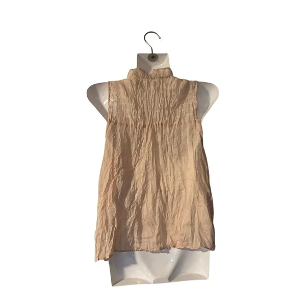Crochet Crinkled Bohemian Sleeveless Babydoll Blouse Cottagecore Flowy Romantic - Image 2