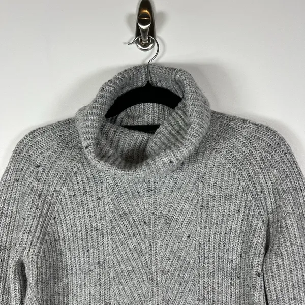 Madewell Mercer Sweater Cable Knit‎ Turtleneck Donegal Gray Sz Small Wool Blend - Image 5