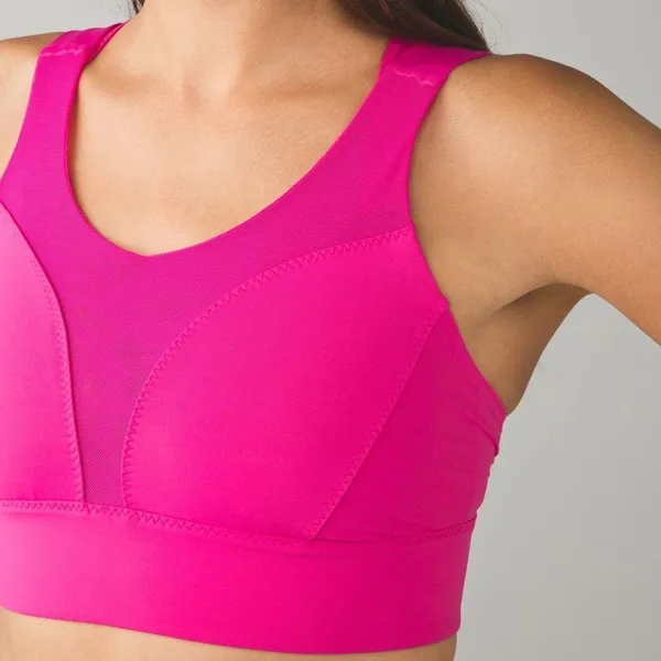 NEW LULULEMON Oxygen Bra Long Line Raspberry Pink Size 4 High Support Mesh NWOT - Image 6