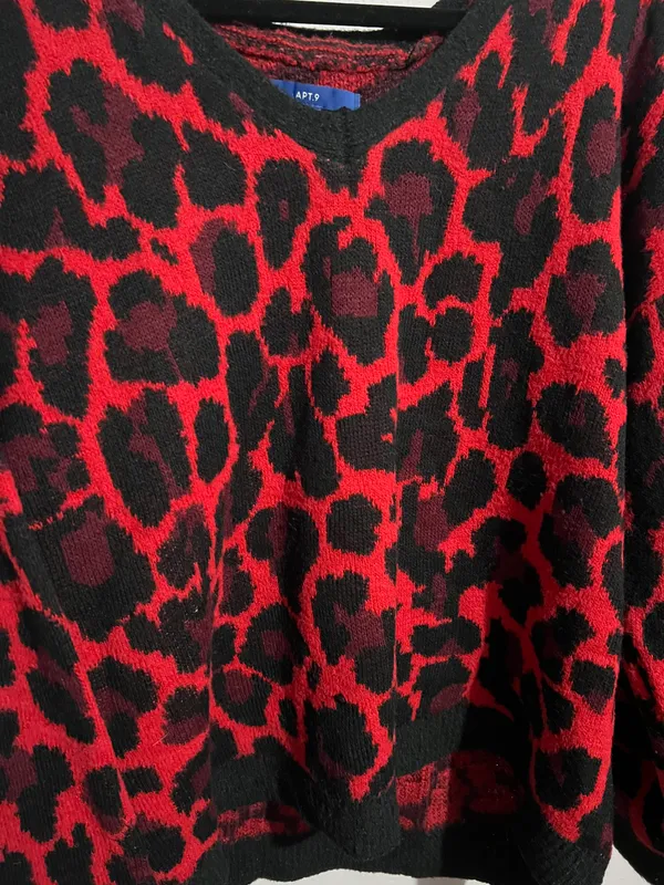 APT 9 Red Leopard Print Sweater - Image 3
