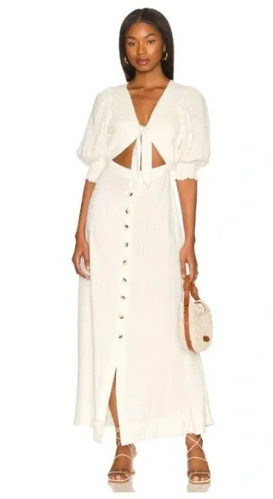 FREE PEOPLE String of Hearts Cutout Maxi Dress in White Size X-Small - Image 13