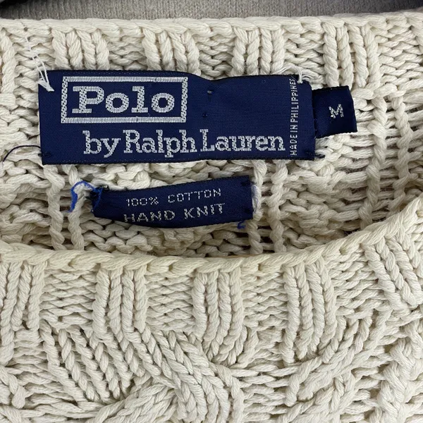 Vintage by Ralph Lauren Hand Cable Knit Fisherman Crewneck Sweater Sz Large - Image 4