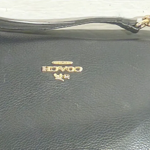 COACH‎ Convertible Crossbody in Black Pebble Leather Chain Link - Image 3