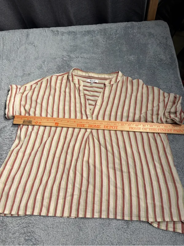 Madewell Striped V-Neck Women’s Top in Cream and Rust medium cotton - Image 6