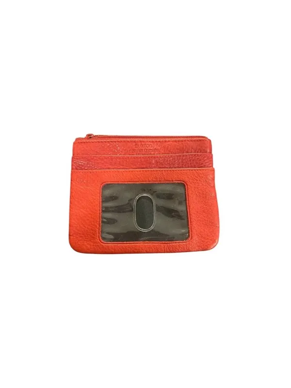 Buxton Genuine leather cherry red small wallet coin pouch travel accessory - Image 2