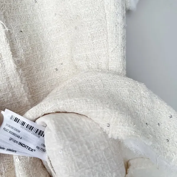 NWT❗️ZARA Elegant White Tweed Short Cutted Dress ZW Collection Mini Ivory Size M - Image 7